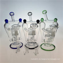 Double Recycler Hookah Glas Rauchen Rohr mit Honeycomb Perc (ES-GB-392)